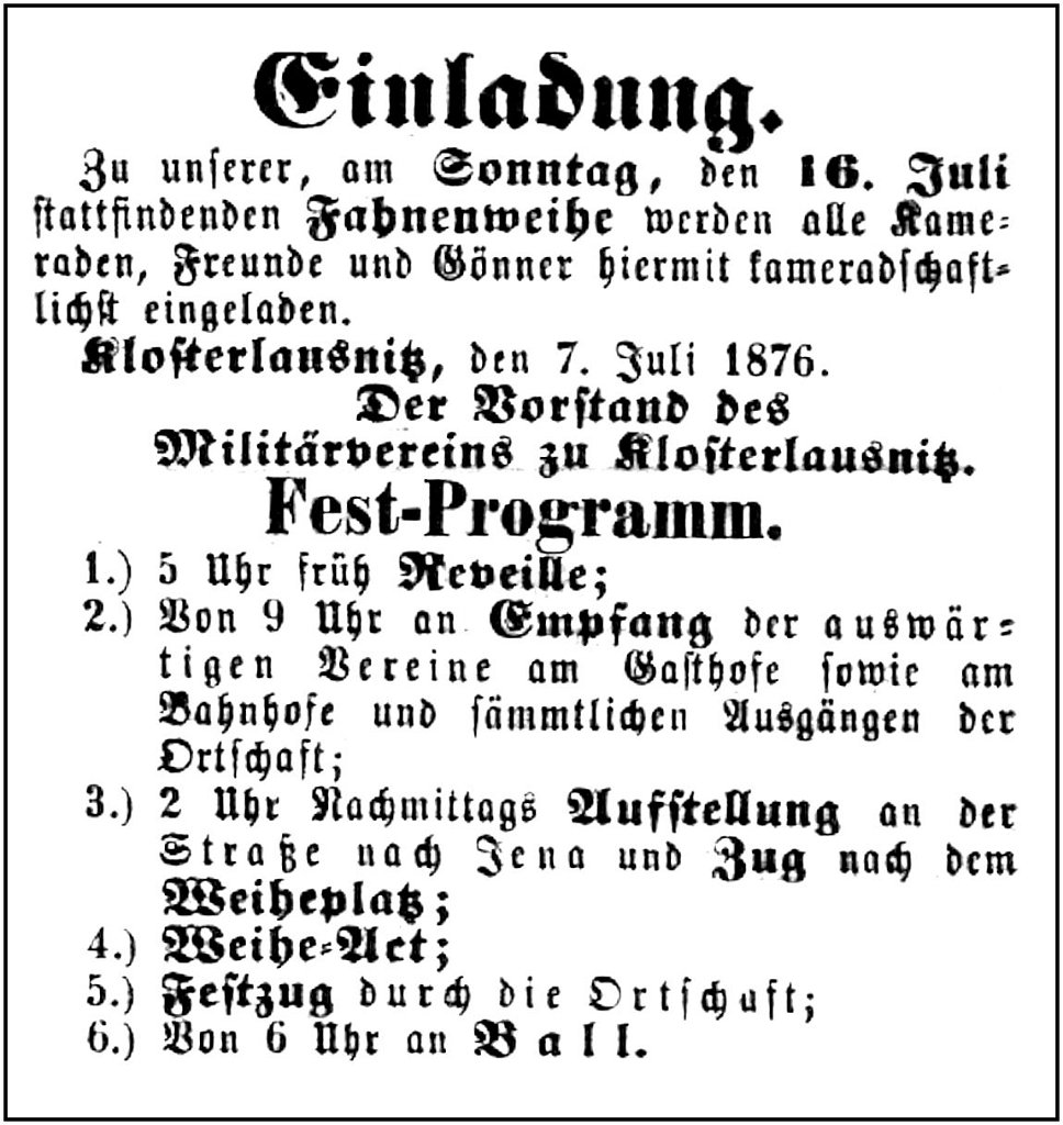 1876-07-16 Kl Fahnenweihe Militaerverein